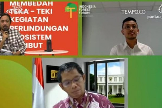 Diskusi virtual bertajuk “Membedah Teka-Teki Kegiatan Perlindungan Ekosistem Gambut di Area Berizin” ©Tempo